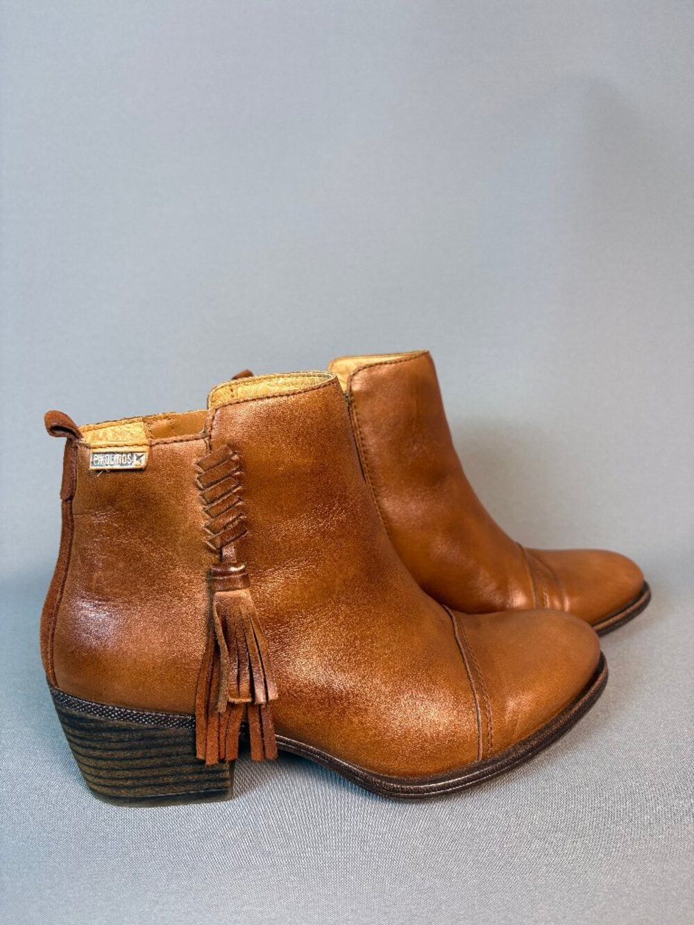 Pikolinos Baqueira Brown Leather Tassel Ankle Boots EU 38 US 7.5-8